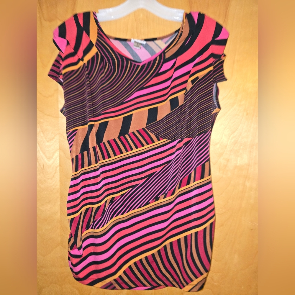 Worthington Pink and Orange Striped Top